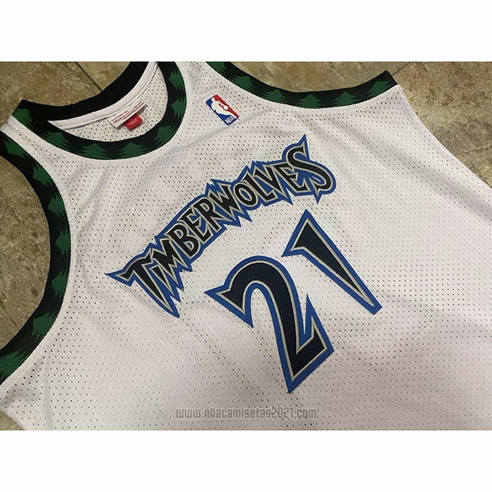 Camiseta Minnesota Timberwolves Kevin Garnett #21 Mitchell & Ness 1997-98 Blanco